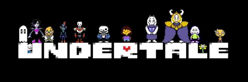 Undertale, with the main characters on top of the title