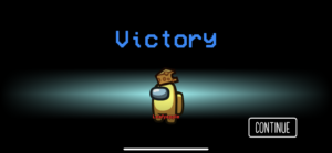 "victory" message after winning a game of Among Us