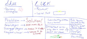 Sketchnote of skill vs. luck concepts in games