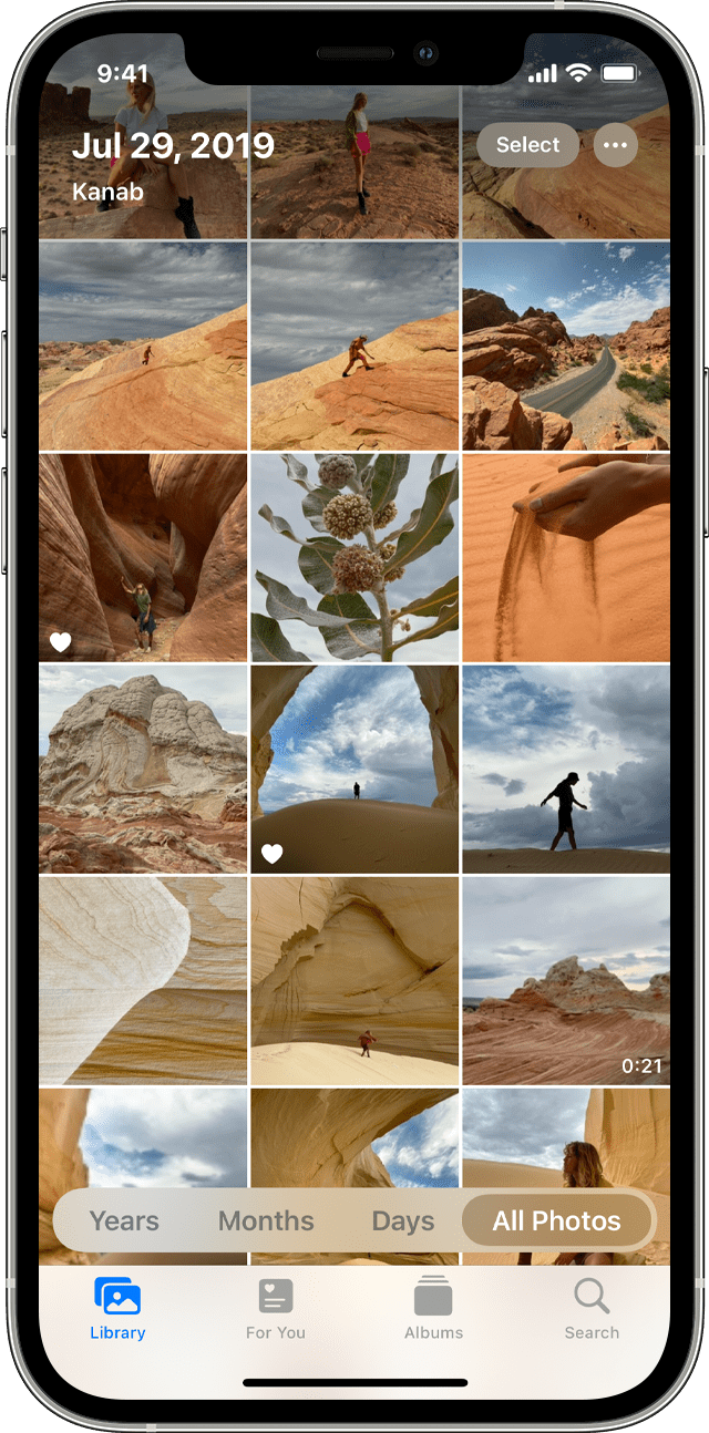 iphone's camera roll with pictures of desert