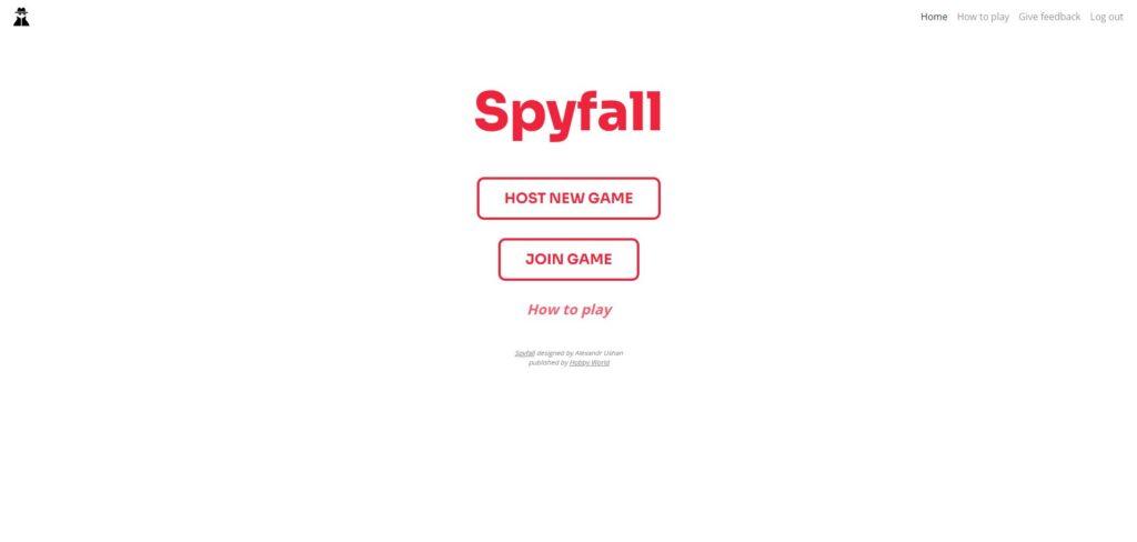 The homepage for spyfall.app
