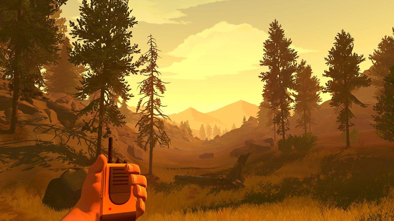A screen grab from Firewatch: Henry communicates with Delilah via walkie-talkie