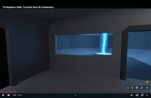 glowing beam in a dark room